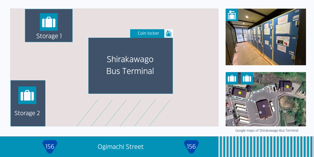 Shirakawago luggage storage map (3 locations)